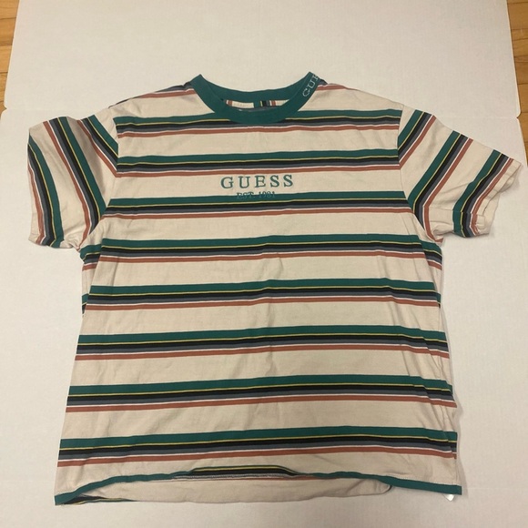 Vintage Guess Multicolor Embroidered Striped Shirt 90’s - Picture 2 of 7